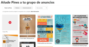 Pines a promocionar en tu campaña de Pinterest